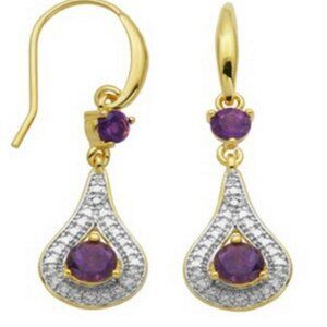 Genuine Amethyst & Diamond Accent Earrings